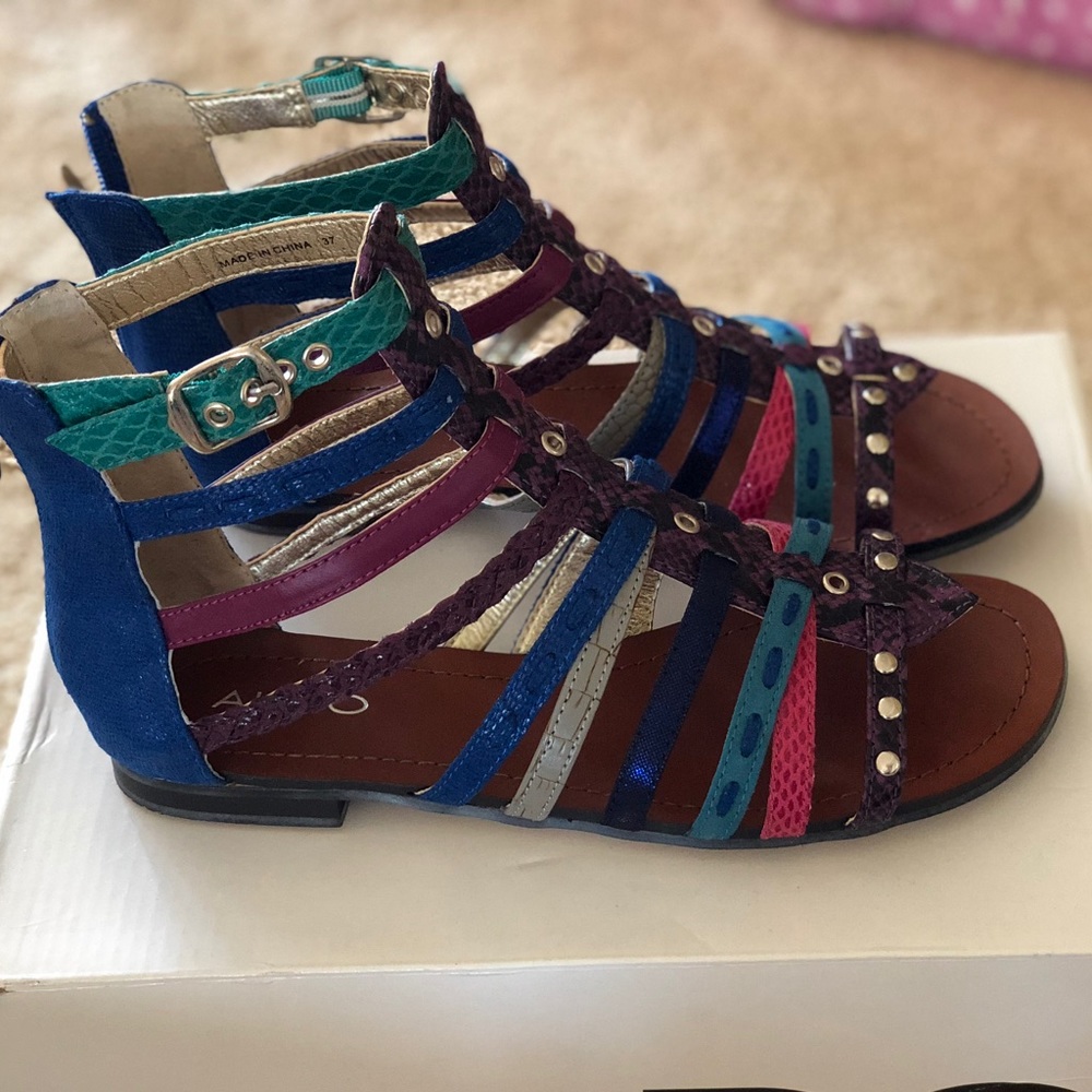 Aldo multi color sandals, size 37, gently worn